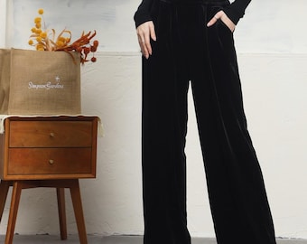 Velvet pants women maxi pants Elastic waist trousers velvet wide leg pants casual loose soft pants plus size pants large size pants R9