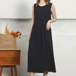 Women linen dress Sleeveless maxi dress Loose oversize cotton kaftan dress linen tank dress tunic summer long dress plus size clothing A25