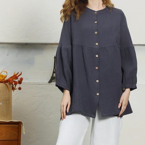 Túnicas, jaquetas, camisas quentes de algodão grosso, casacos de manga comprida, blusas com botões, mangas bufantes, blusas grandes personalizadas, roupas plus size F91-h