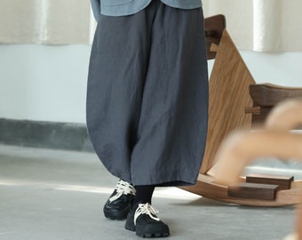 Linen pants for women wide leg pants Women's harem pants boho wide leg pants 100% linen clothing custom loose pants plus size trousers F108