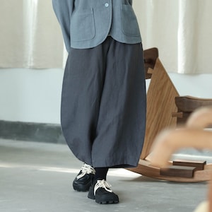 女性用リネンパンツ ワイドレッグパンツ レディース ハーレムパンツ ボヘミアン ワイドレッグパンツ 100% リネン 衣類 カスタム ルーズパンツ プラスサイズ ズボン F108