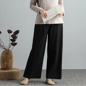 Women's pants vintage linen pants Straight trousers 100%linen clothing Linen trousers for women yoga pants Linen wide leg pants F62