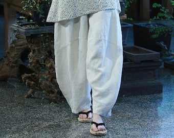 Women linen pants harem pants wide leg pants casual maxi linen trousers plus size clothing custom loose summer fall boho long pants B33