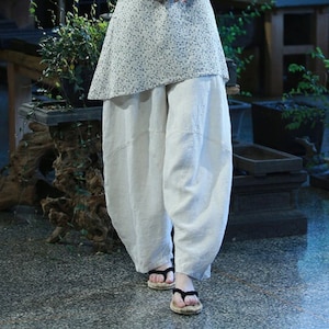 Women linen pants harem pants wide leg pants casual maxi linen trousers plus size clothing custom loose summer fall boho long pants B33