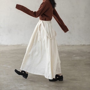 Women‘s skirt 100% linen skirt with pockets 1950s Skirt Midi A-line skirts Vintage Style Skirt loose casual skirts Elastic Waist Skirt R12-1