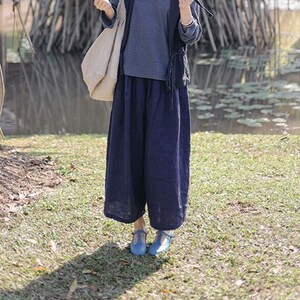 Summer linen pants wide leg pants with pockets 100% linen pants loose plus size pants custom high waist pants women linen clothing boho F473
