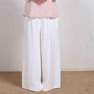 Women&#39;s cotton trousers with pockets high waist pants plus size clothing yoga pants maxi straight pants loose fitting slouchy pants  F156