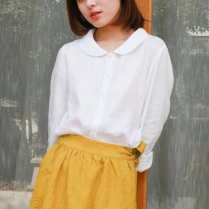 Linen shirt for women linen blouse loose shirt custom shirt casual top women's button top plus size shirt 100% linen long sleeve blouse F63