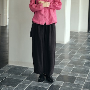 Cotton line pants for women soft wide-leg trousers elastic waist pants with pockets linen clothing loose fit pants linen clothing N162
