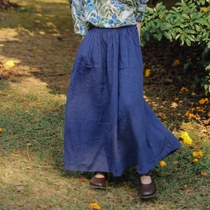 Women‘s linen skirts plus size skirts summer spring vintage 1950s skirts linen maxi skirt, custom loose casual elastic waist long skirt R12