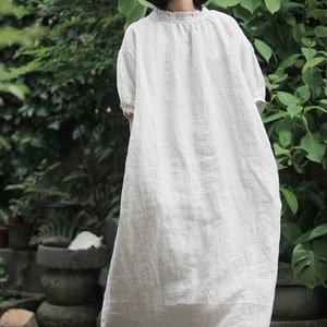 Vestido de mujer vestido de lino vestido minimalista vestido casual ropa de lino vestido de manga corta vestido de talla grande vestido de maternidad 100% vestido de lino puro F04