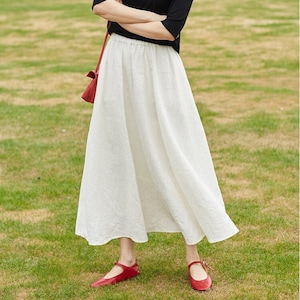 Women‘s linen skirt plus size skirts summer spring vintage 1950s maxi skirts linen long skirt custom loose casual elastic waist skirt R12