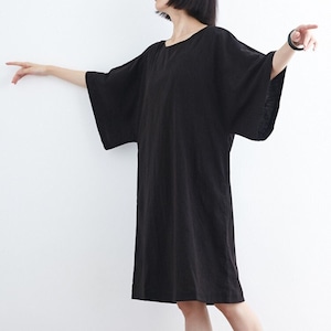 Women dress short sleeve dress plus size dress linen dress for women casual soft dress loose dress custom dress midi dress 100% linen F308