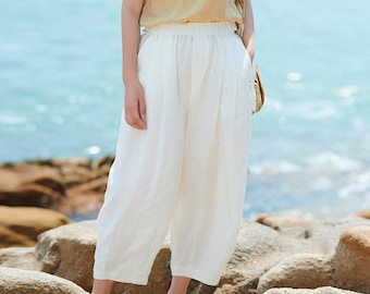 Linen pants for women High waist wide-leg pants linen clothing loose casual trousers women pants with pocket plus size pants yoga pants F298
