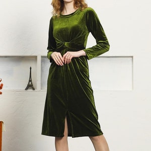 Women's velvet dress Wrap long sleeve midi dress wedding Bridesmaid Party Winter velvet Dresses For Women plus size velvet dress vintage X30
