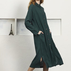 Camisas de lino y algodón para mujer, vestido túnica de lino de manga larga, cárdigan largo de gran tamaño, camisa maxi de lino de primavera, abrigo, ropa de talla grande A105