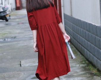 Linen Dress for Women Summer Dress With Pockets Round Neck Dress Vintage  Dress Handmade Custom Dress 100%linen Dress Loose Linen Dress F608 - Etsy