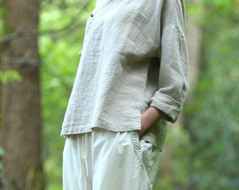 トップス CTHY VINTAGE LINEN OVERSIZE SHIRTS Linen Tops for Women Ladies Vintage Shirt Linen Clothing
