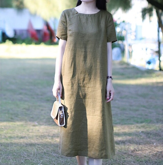 Women's Dresses With Pockets Custom Dress Ladies Linen - Etsy