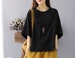 Linen tops for women short sleeves blouses loose soft casual custom oversized tunic top summer spring linen clothing plus size clothing  F31 