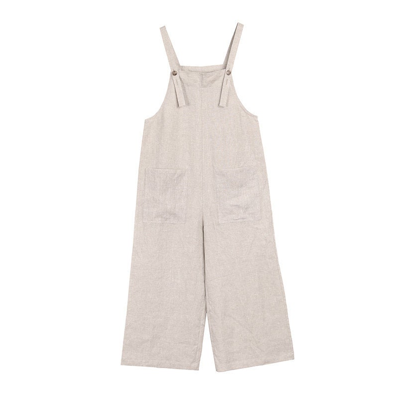 Womens Linen Overalls Loose Fit Linen Jumpsuits Women Casual Etsy