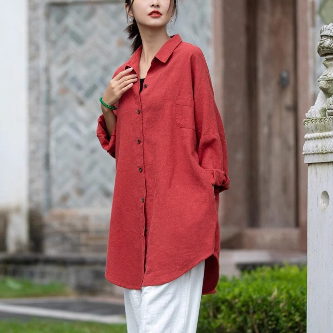 Summer Linen Shirts, Linen Blouses for Women, Custom Oversized Shirt