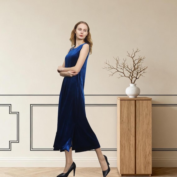 Women's Sleeveless Velvet Dress, Velvet Slip Dress With Pockets, Bridesmaid  Dress, Prom Dress, Midi Tank Dress, Plus Size Clothing A80 - Etsy
