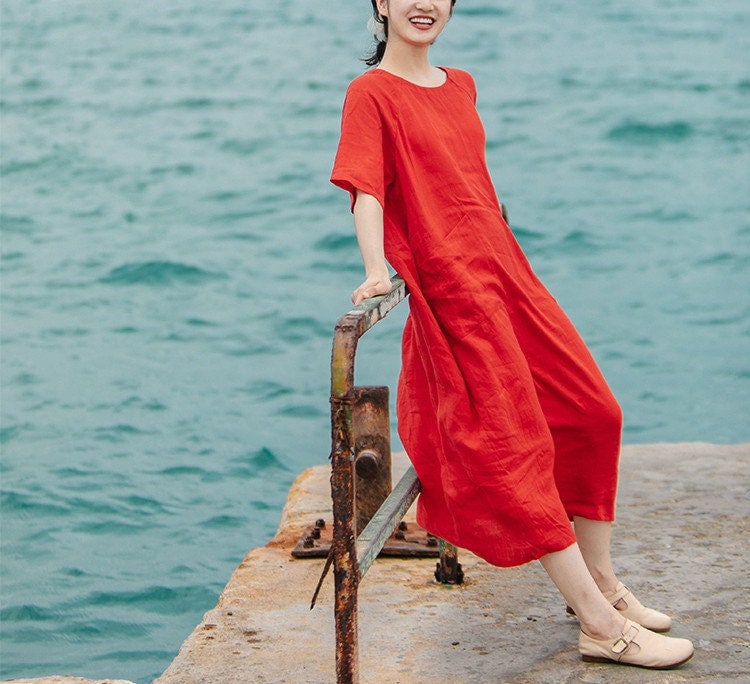 affordable linen dresses White Royal Toscana Linen Dress