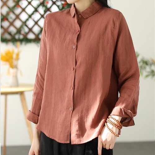 Linen Shirts for Women, Linen Tunic Tops, Spring Summer Custom