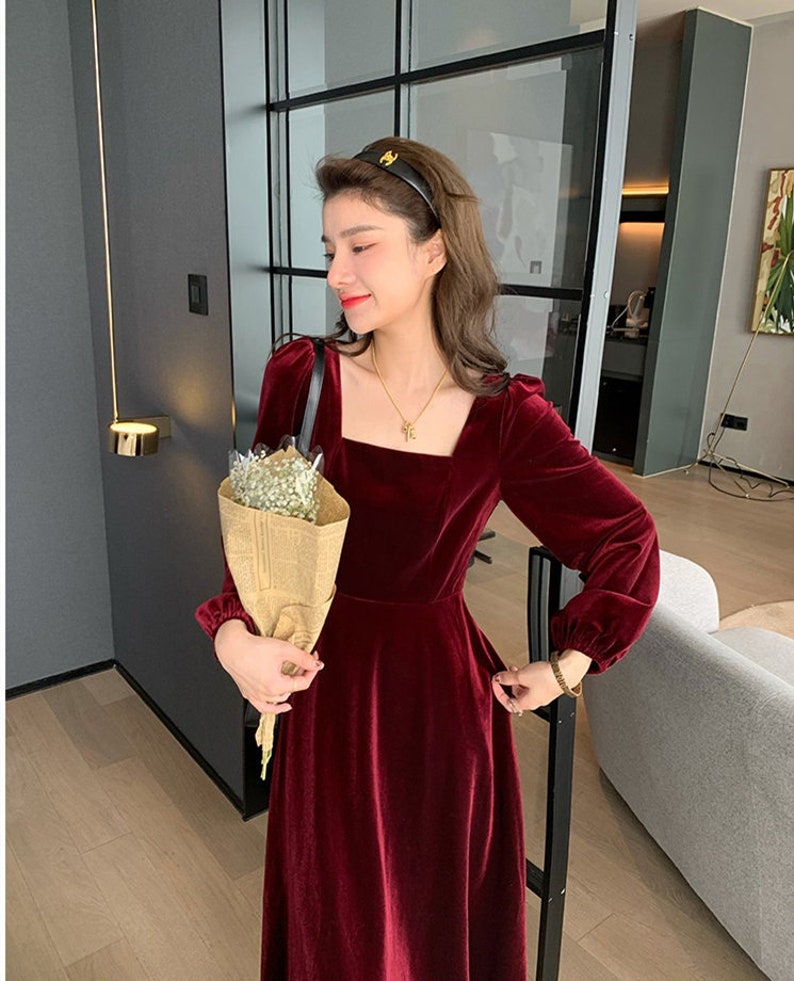 Robe midi velours bordeaux SimpsonGardens