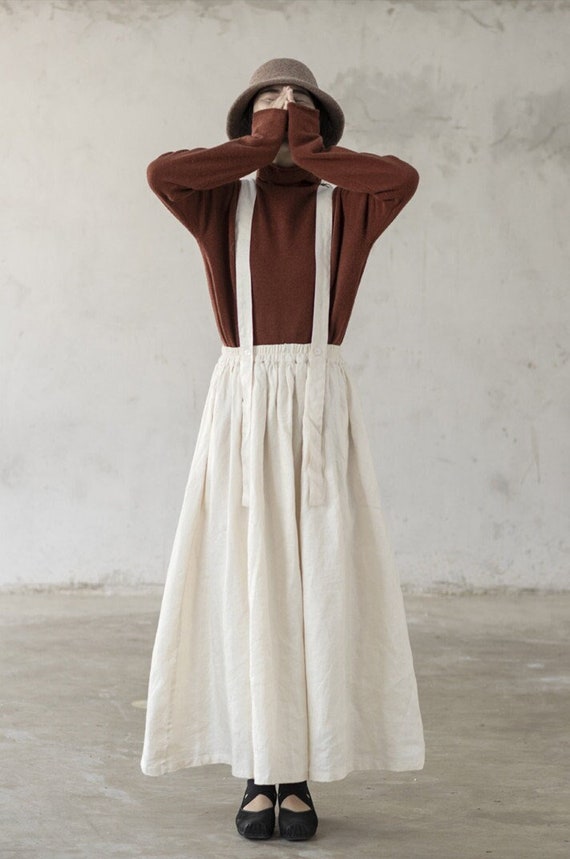 Womens Skirt 100 Linen Skirt With Pockets 1950s Skirt Midi A line Skirts Vintage Style Skirt Loose Casual Skirts Elastic Waist Skirt R12 1 Etsy UK