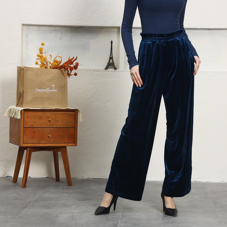 Velvet Pants Women Wide Legs pants Plus Size Pants Velvet Trousers Loose Casual Lounge Pants R10 image 4