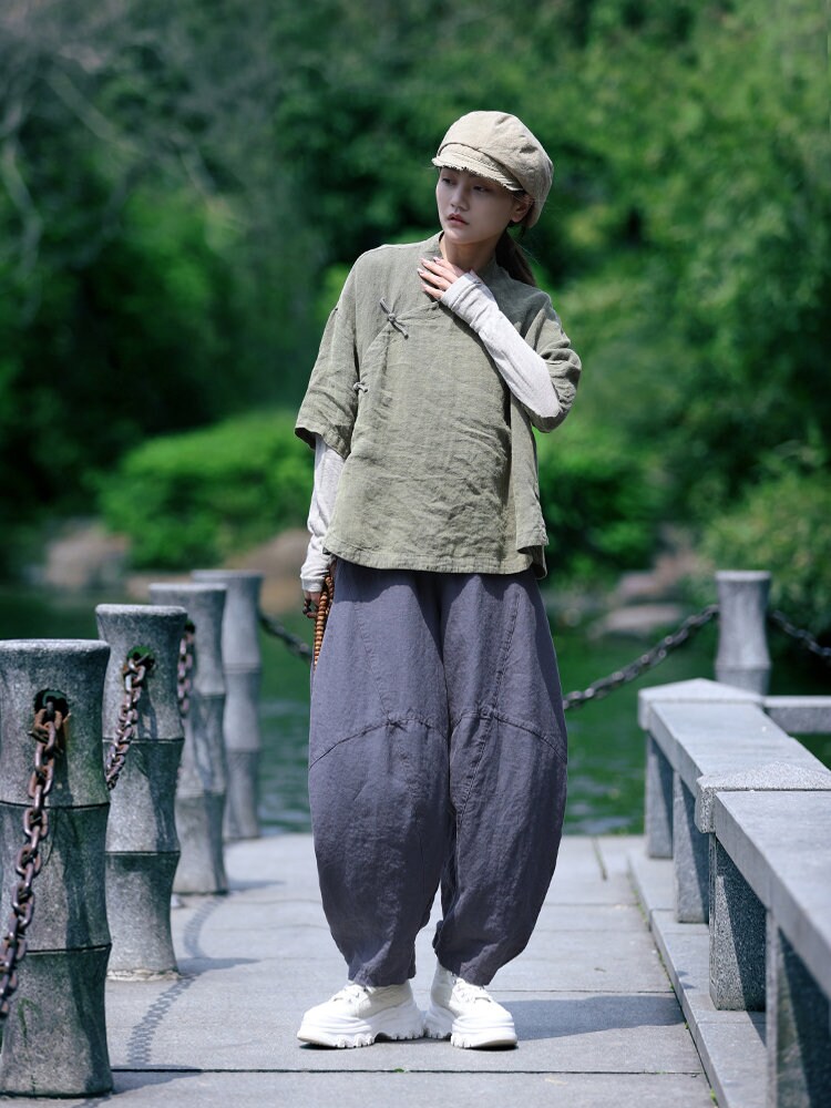 Women Linen Pants, Wide Leg Pants, Casual Soft Linen Pants