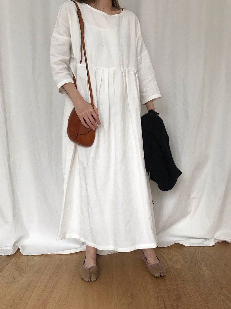 Linen Maxi Dress Handmade Long Sleeves Linen Dress Custom - Etsy