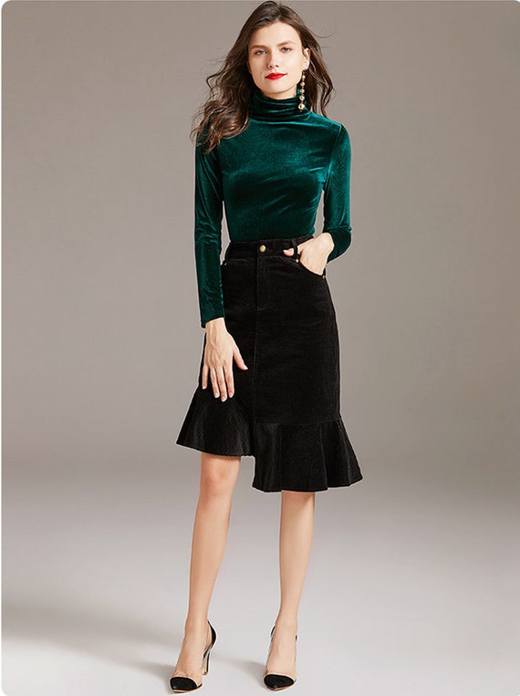 Fall Winter Warm Velvet Top for Women, Long Sleeves Crop Top