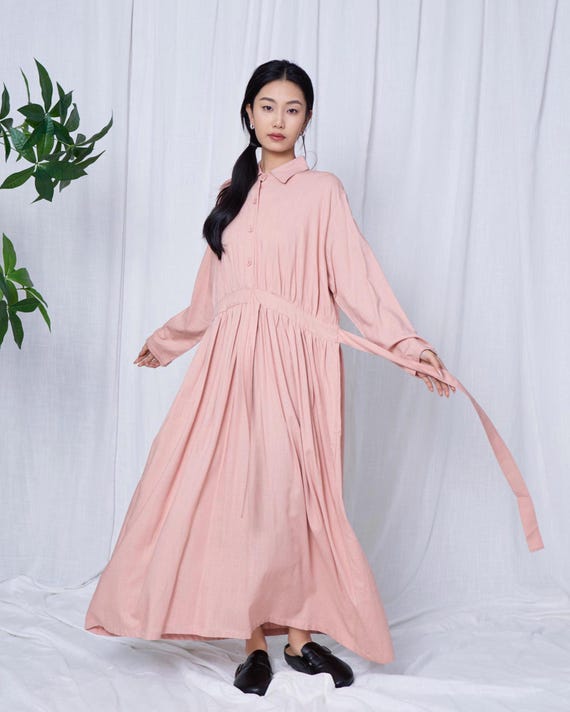 front pleated shirt dress Fifteen Twenty Rayleen Long Sleeve Pleated Shirtdress - Chambray