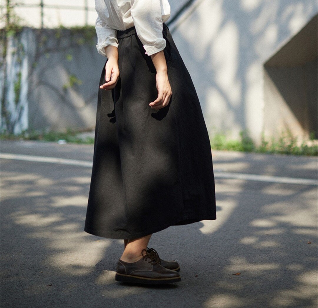 Linen Skirts With Pockets Women Clothing Plus Size Skirts 100