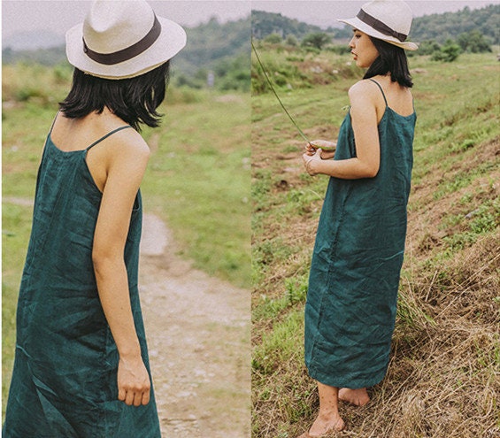 Linen Strap Dress Summer Linen Dress Linen Slip Dress Plus - Etsy