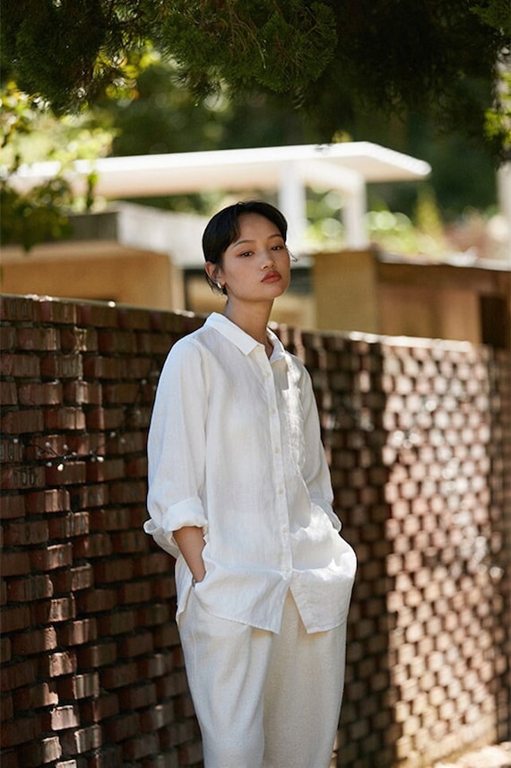 Linen Shirts for Women, Linen Tunic Tops, Spring Custom