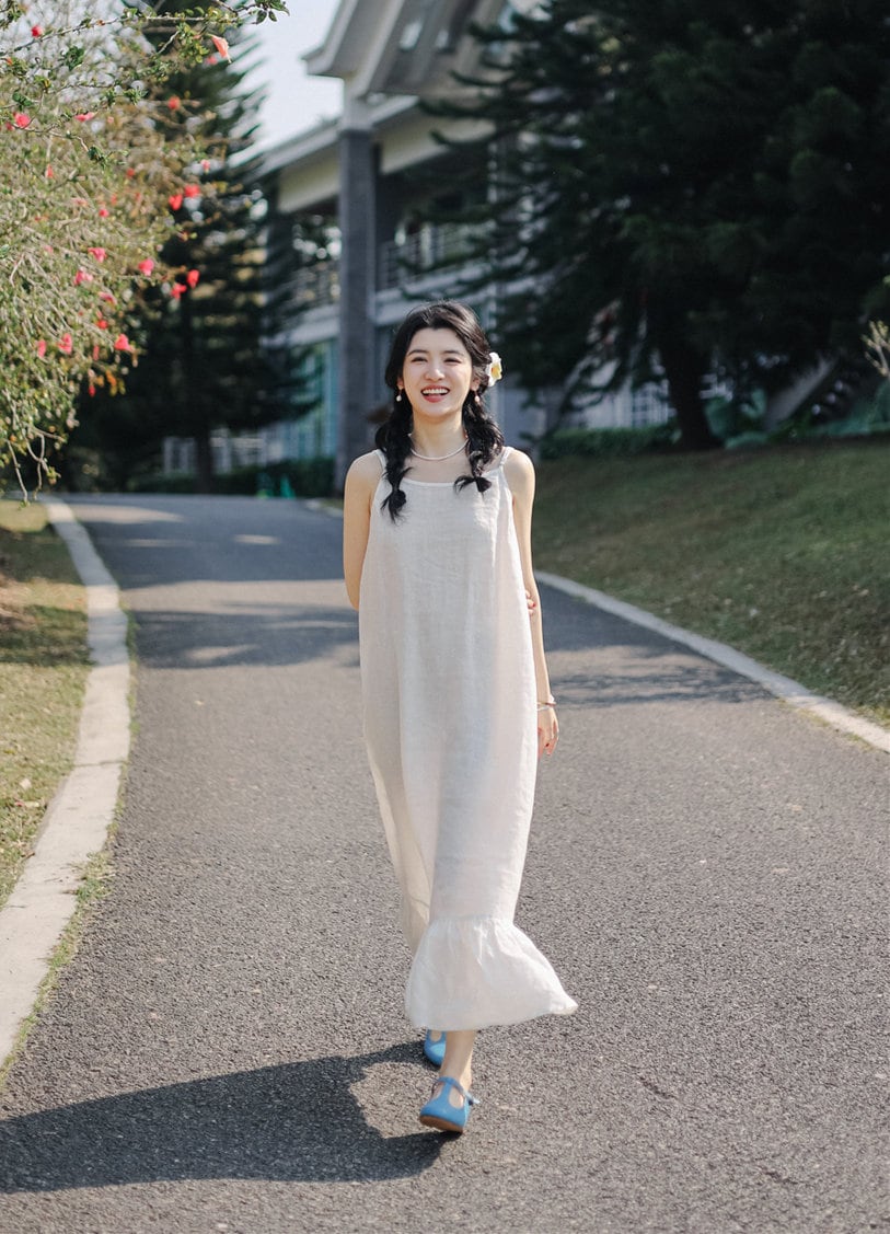 chinese dress ladies Cami NYC Tilney Linen Dress in Ceramic