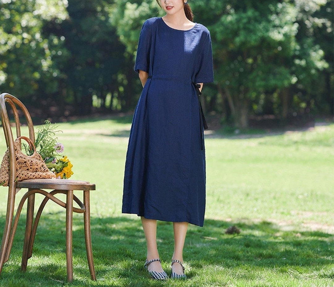 Women's Dresses Linen Dress With Pockets Custom Dress Loose Dress With
