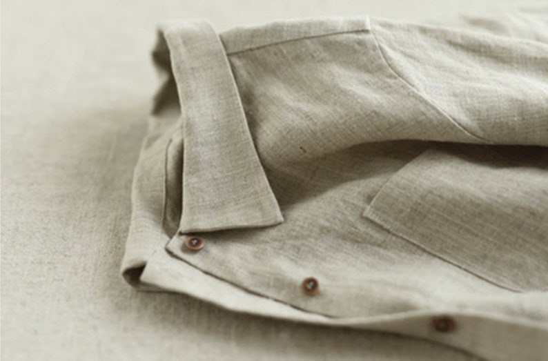 Chemises en lin pour femme, hauts tuniques en lin, chemisiers surdimensionnés décontractés surdimensionnés en lin doux pour le printemps, chemises en pur lin, vêtements grande taille F54 image 7