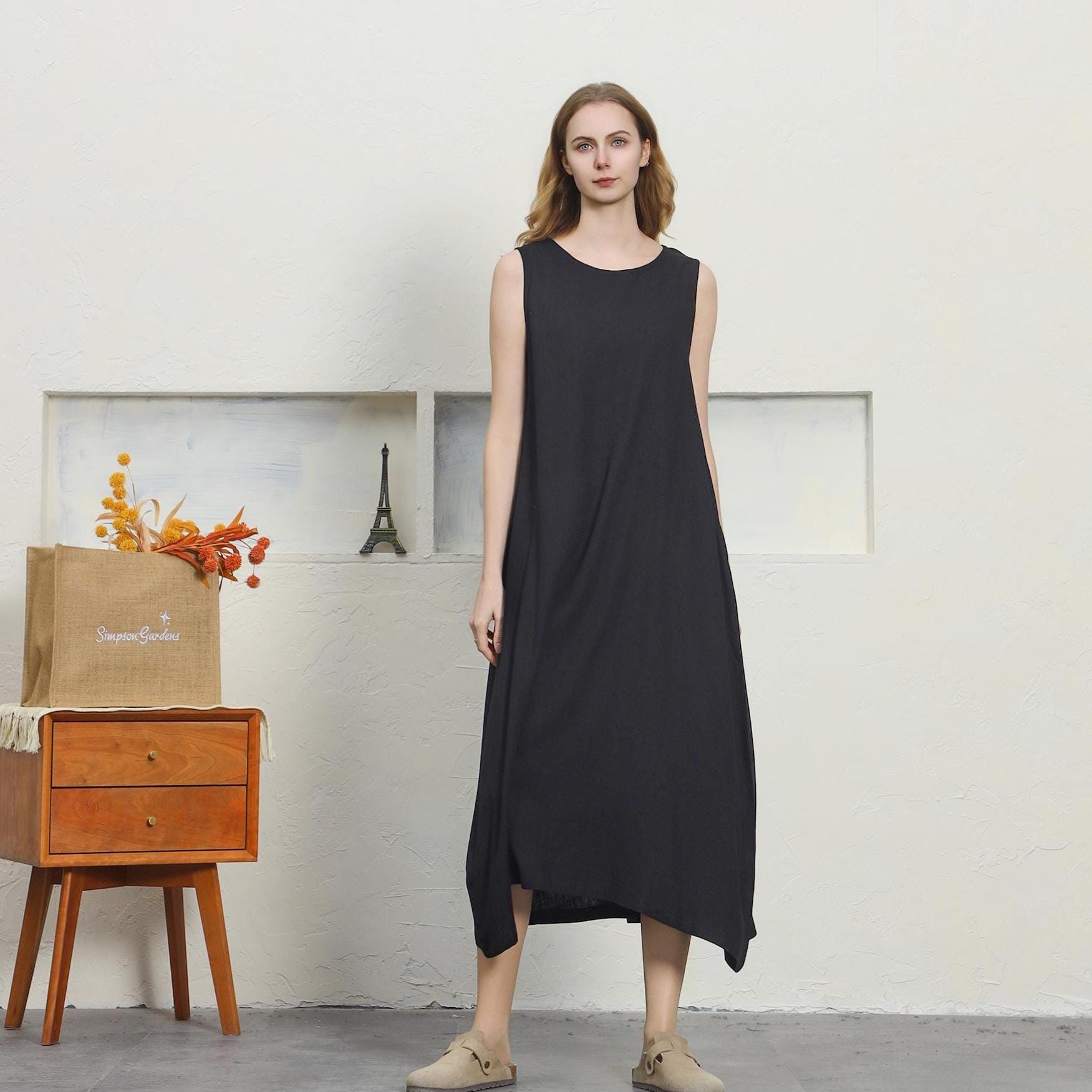Black Sleeveless Long Dress - Etsy
