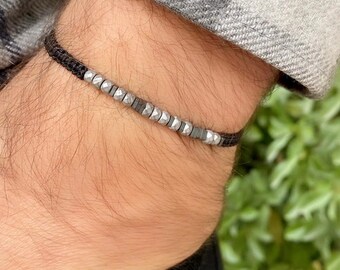 Morse-Code ich liebe dich Armband: Hämatit Perlen Erinnerungsgeschenk