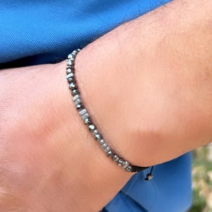 Custom Morse Code Hematite Bracelet, Memorial Remembrance Gift