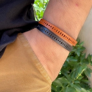 Miscarriage Keepsake Gift for Husband, Custom Morse Code Bracelet, Personalized Leather Men Morse Code Jewelry, Loss Of A Baby, Mens Gifts