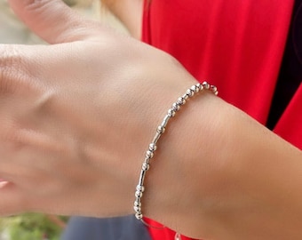 Morse Code Bracelet: F*ck Cancer, Silver Bead Secret Message Gift