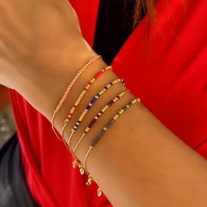 Dainty Beads Custom Morse Code Bracelets for Women, Minimalist Morse Code Silver Jewelry, Best Friend Gift, I Love You Bracelet Gift for Her