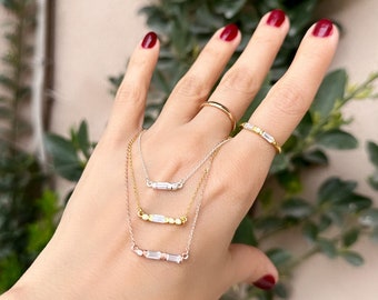 Custom Morse Code Necklace, Sterling Silver Baguette CZ, Hidden Message Jewelry