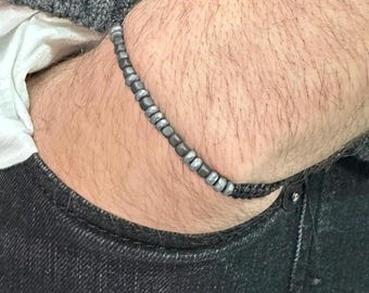 Bracelet hématite code Morse : cadeau de bijoux commémoratifs personnalisés